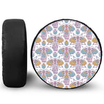 Indian Flower Elephant Pattern Print Tire Cover