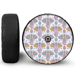 Indian Flower Elephant Pattern Print Tire Cover With Camera Hole