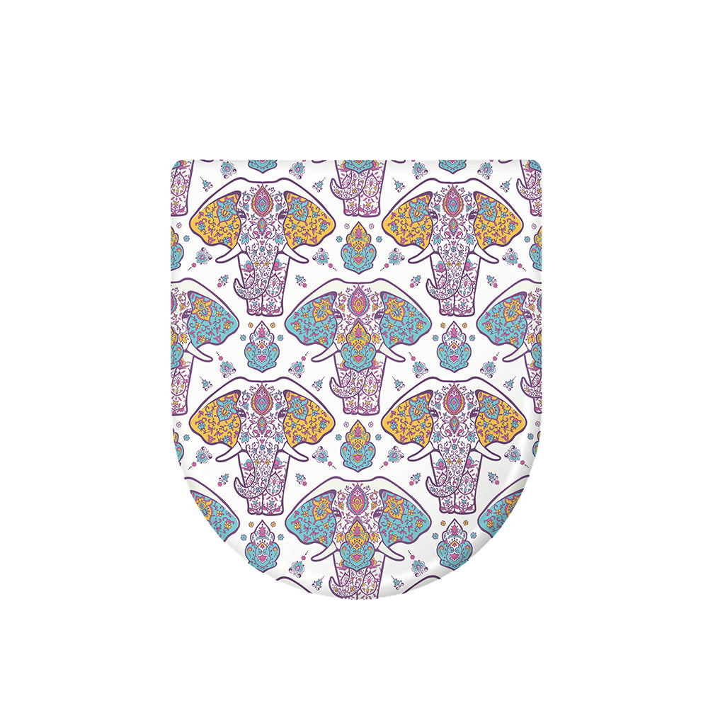 Indian Flower Elephant Pattern Print Toilet Lid Cover