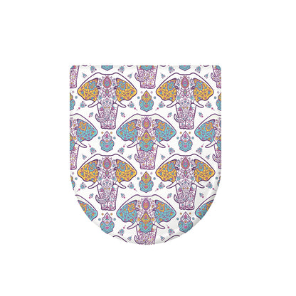 Indian Flower Elephant Pattern Print Toilet Lid Cover