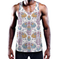 Indian Flower Elephant Pattern Print Men's Workout Tank Top