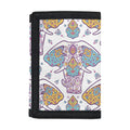 Indian Flower Elephant Pattern Print Trifold Wallet