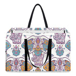 Indian Flower Elephant Pattern Print Utility Tote Bag