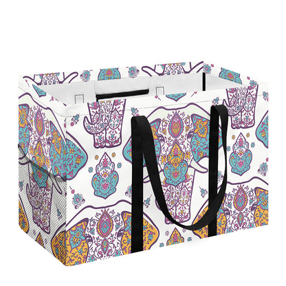Indian Flower Elephant Pattern Print Utility Tote Bag