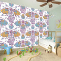 Indian Flower Elephant Pattern Print Wall Sticker