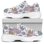 Indian Flower Elephant Pattern Print White Chunky Shoes