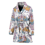 Indian Flower Elephant Pattern Print Women's Bathrobe