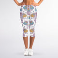 Indian Flower Elephant Pattern Print Women's Capri Leggings