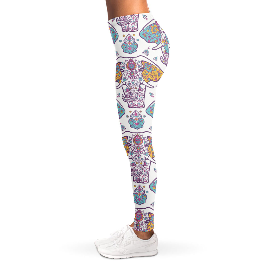 Indian Flower Elephant Pattern Print Women's Leggings