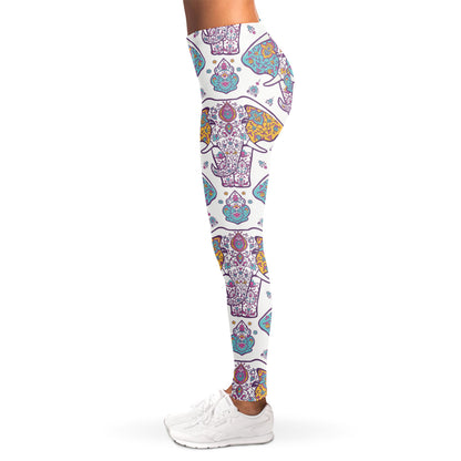 Indian Flower Elephant Pattern Print Women's Leggings