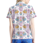 Indian Flower Elephant Pattern Print Women's Polo Shirt