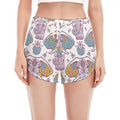 Indian Flower Elephant Pattern Print Women's Split Running Shorts