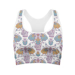 Indian Flower Elephant Pattern Print Women's Sports Bra