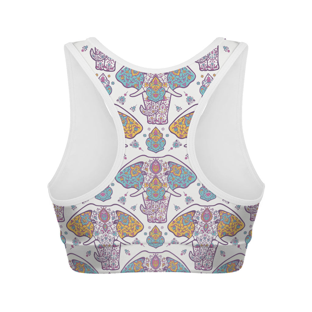 Indian Flower Elephant Pattern Print Women's Sports Bra