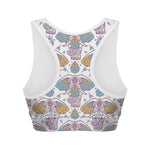 Indian Flower Elephant Pattern Print Women's Sports Bra