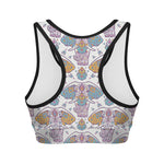 Indian Flower Elephant Pattern Print Women's Sports Bra