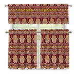 Indian Hamsa Hand Print 3 Piece Kitchen Curtains