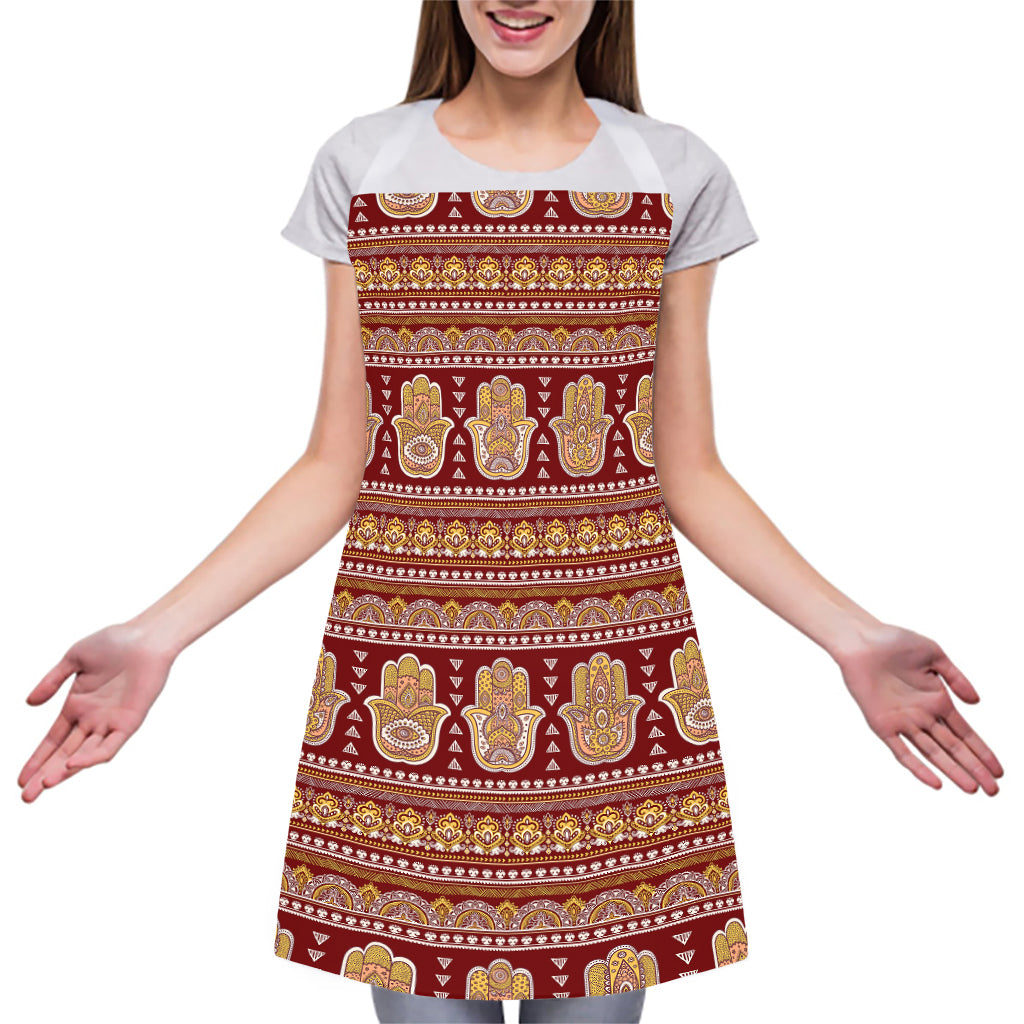 Indian Hamsa Hand Print Adjustable Apron