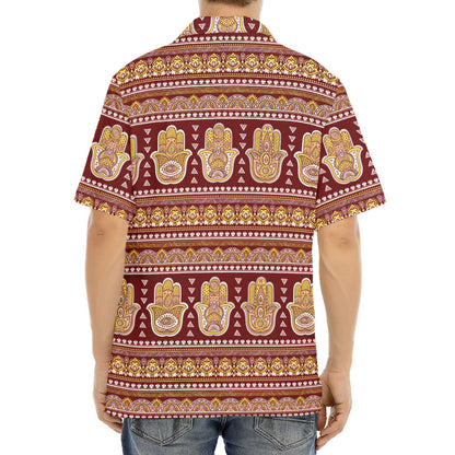 Indian Hamsa Hand Print Aloha Shirt