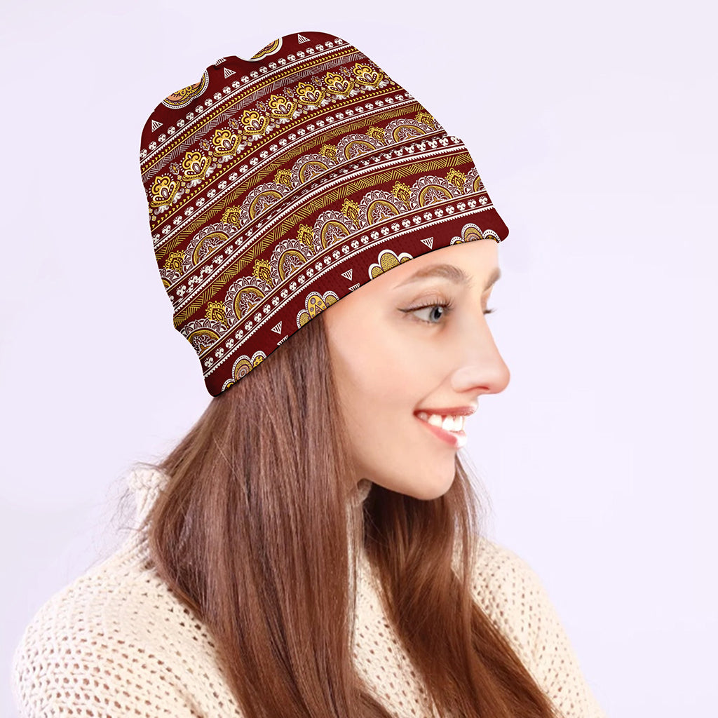 Indian Hamsa Hand Print Beanie