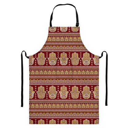 Indian Hamsa Hand Print Bib Apron With Pocket