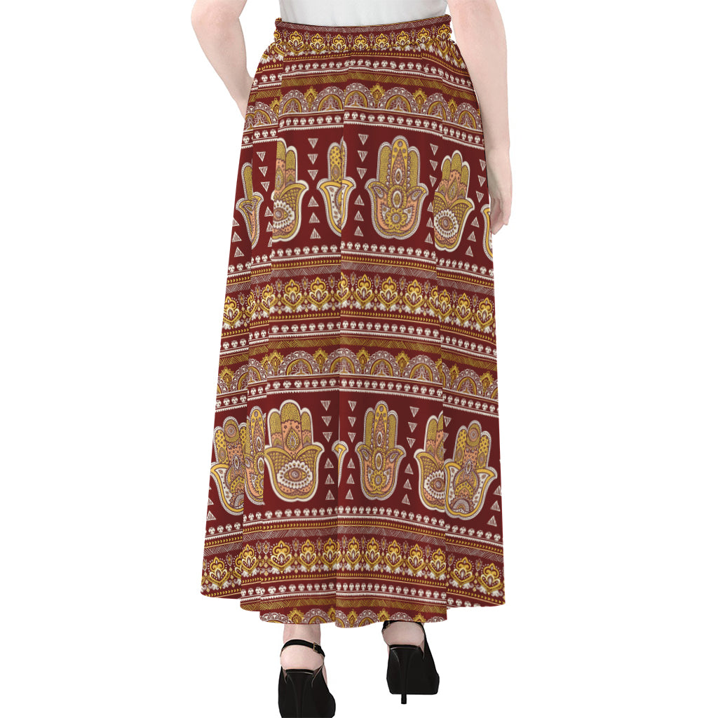 Indian Hamsa Hand Print Chiffon Maxi Skirt