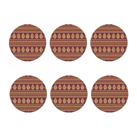 Indian Hamsa Hand Print Coaster Set