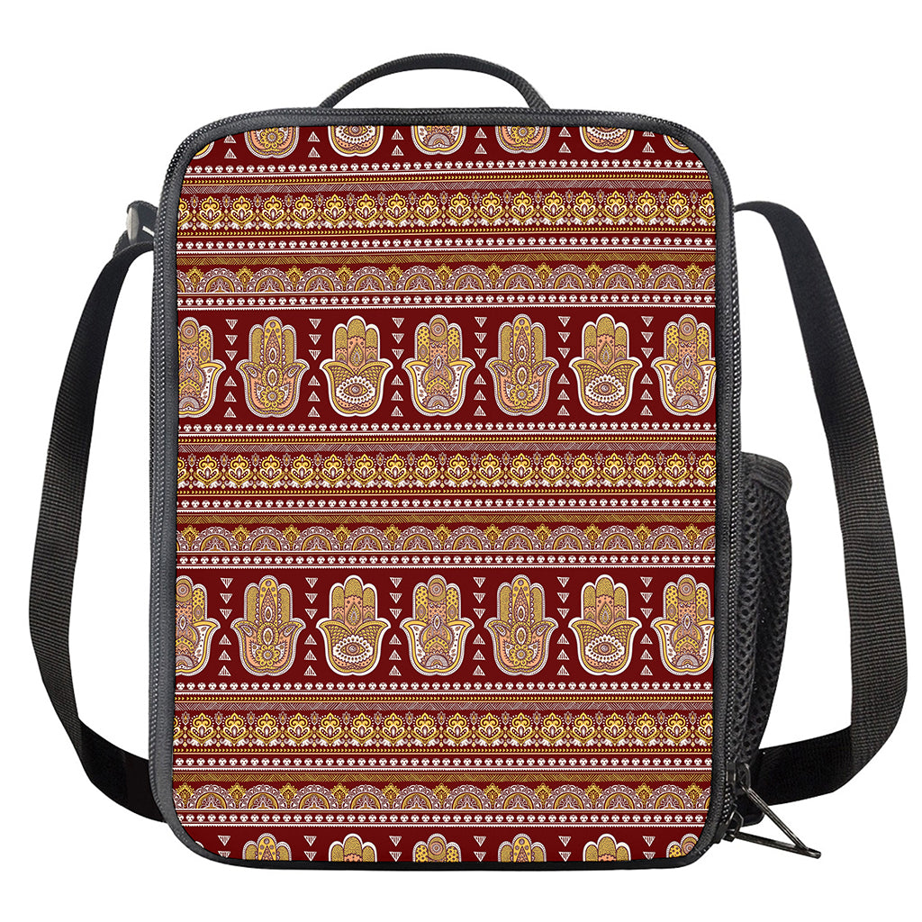 Indian Hamsa Hand Print Crossbody Lunch Bag