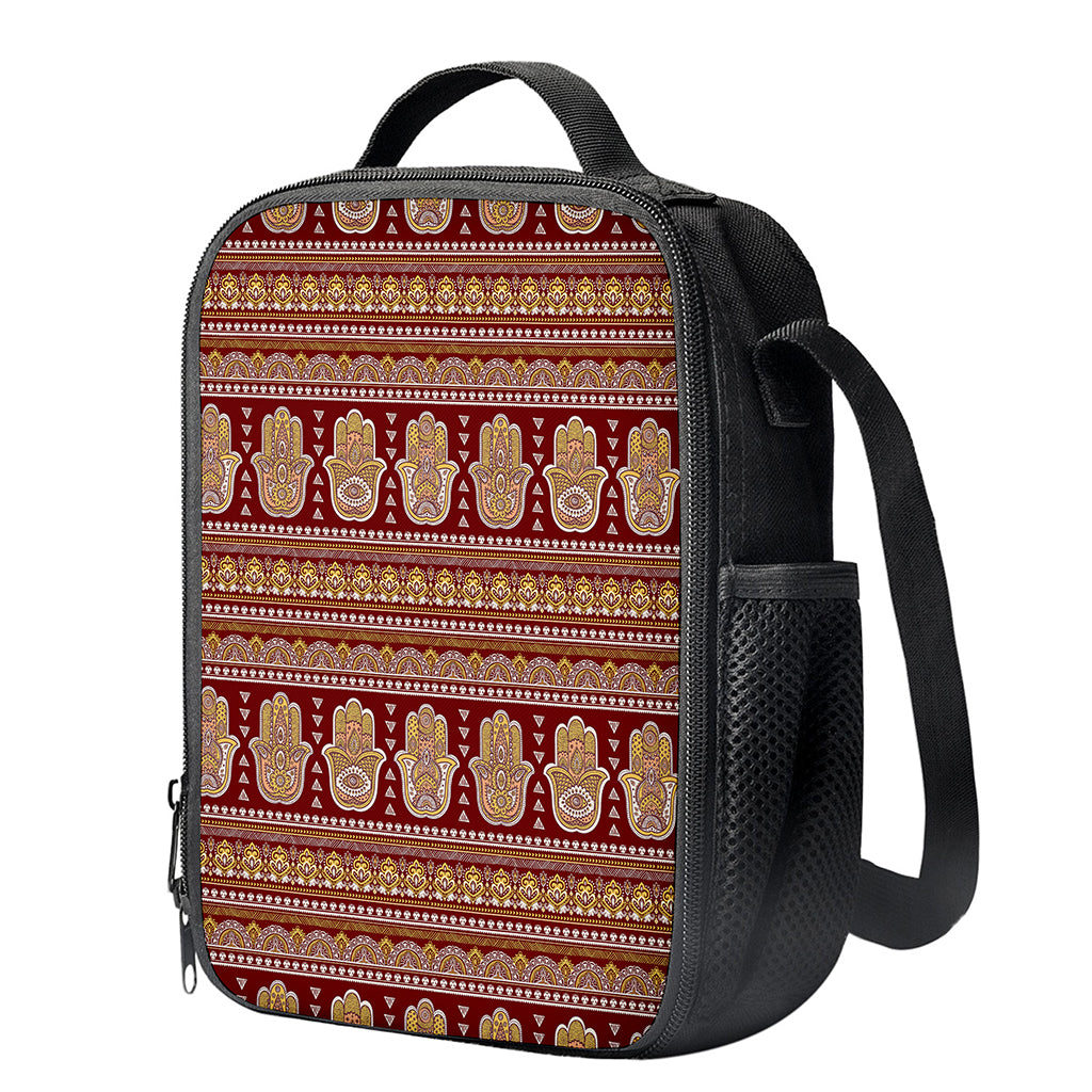 Indian Hamsa Hand Print Crossbody Lunch Bag