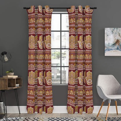 Indian Hamsa Hand Print Curtain