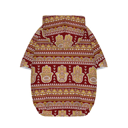 Indian Hamsa Hand Print Dog Zip Up Hoodie