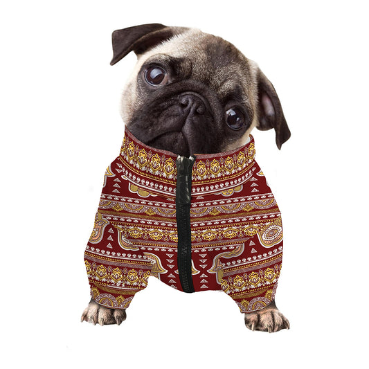 Indian Hamsa Hand Print Dog Zip Up Jacket