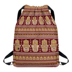 Indian Hamsa Hand Print Drawstring Backpack