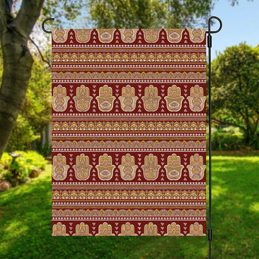 Indian Hamsa Hand Print Garden Flag