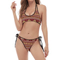 Indian Hamsa Hand Print Halter Scoop Tie Side Bikini