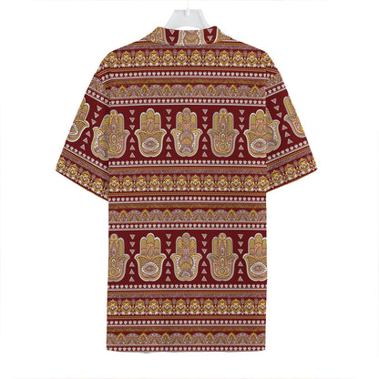 Indian Hamsa Hand Print Hawaiian Shirt
