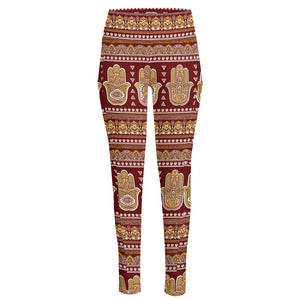 Indian Hamsa Hand Print High-Waisted Pocket Leggings