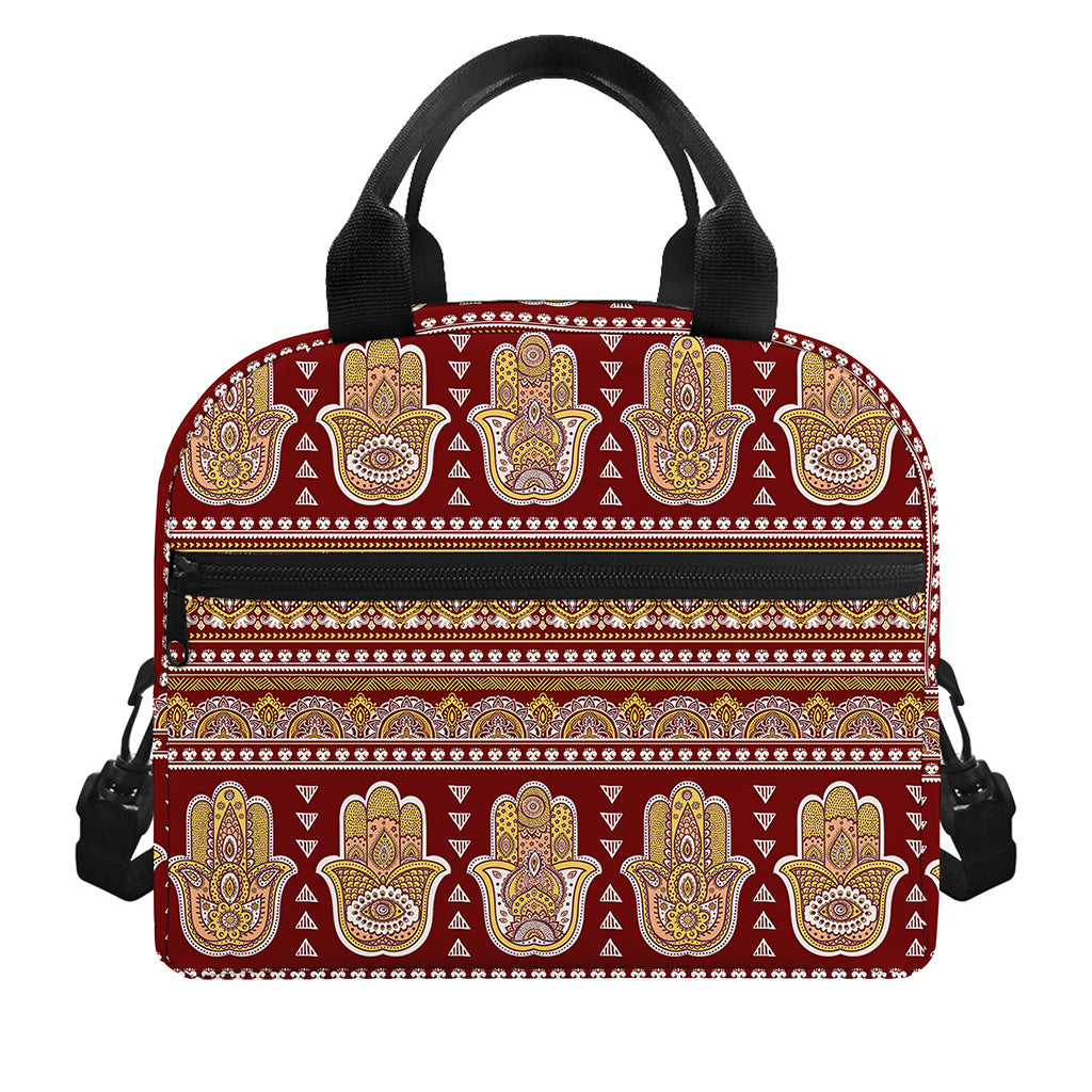 Indian Hamsa Hand Print Insulated Lunch Bag