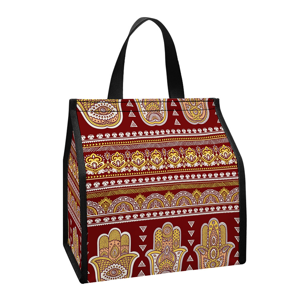 Indian Hamsa Hand Print Insulated Lunch Tote