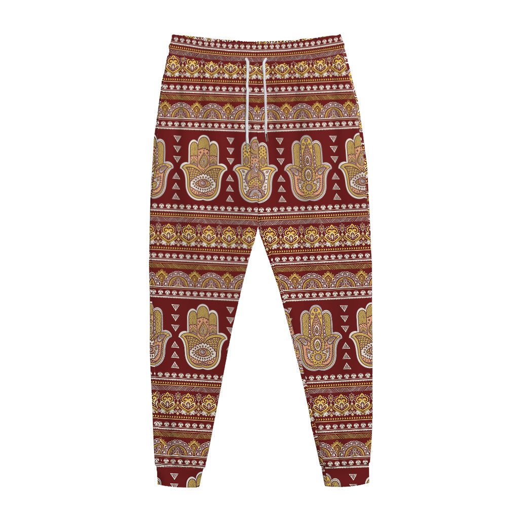 Indian Hamsa Hand Print Jogger Pants