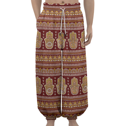 Indian Hamsa Hand Print Lantern Pants
