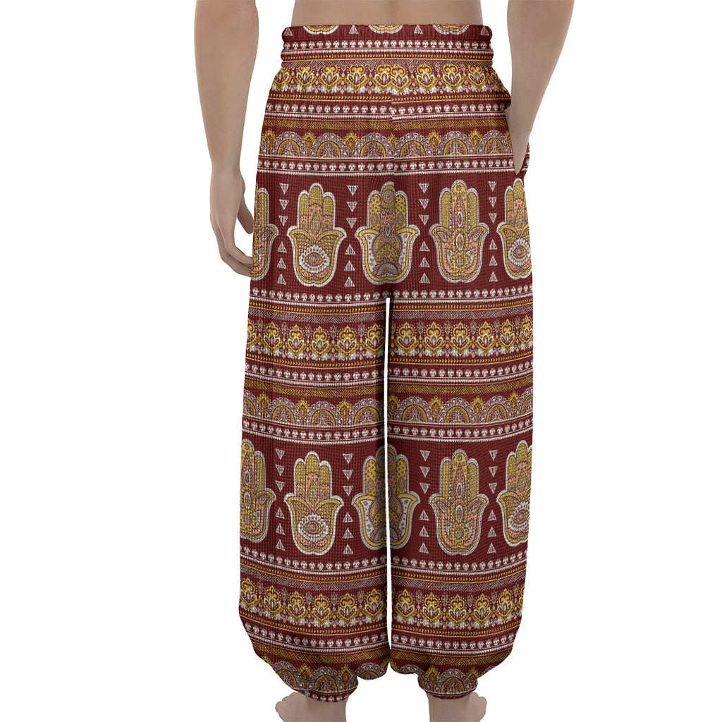 Indian Hamsa Hand Print Lantern Pants