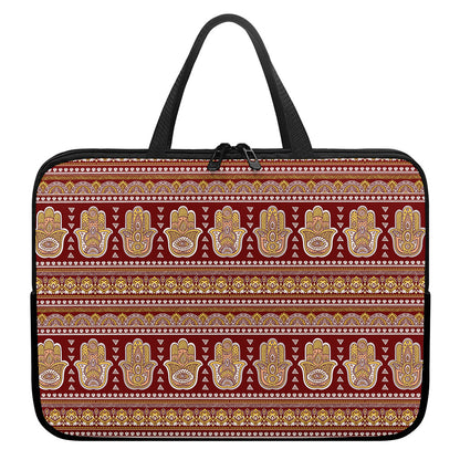 Indian Hamsa Hand Print Laptop Sleeve With Handle