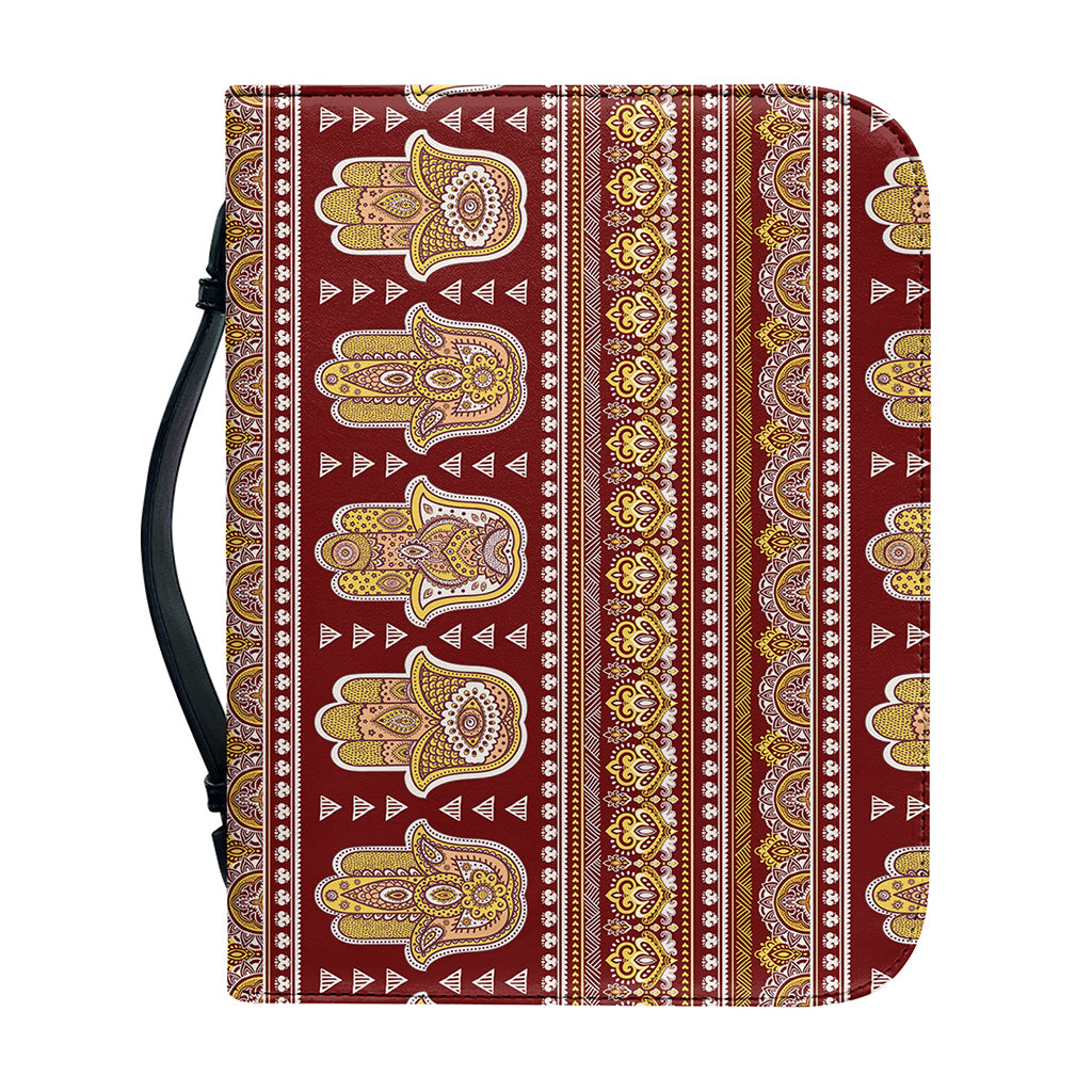 Indian Hamsa Hand Print Leather Bible Cover