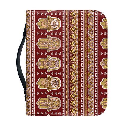 Indian Hamsa Hand Print Leather Bible Cover