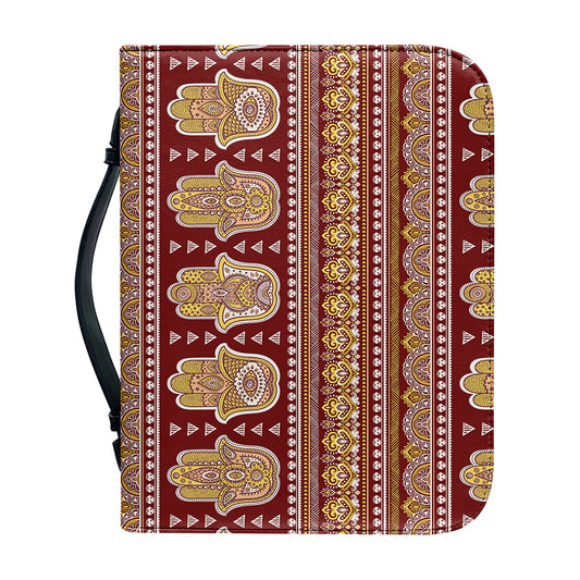 Indian Hamsa Hand Print Leather Bible Cover