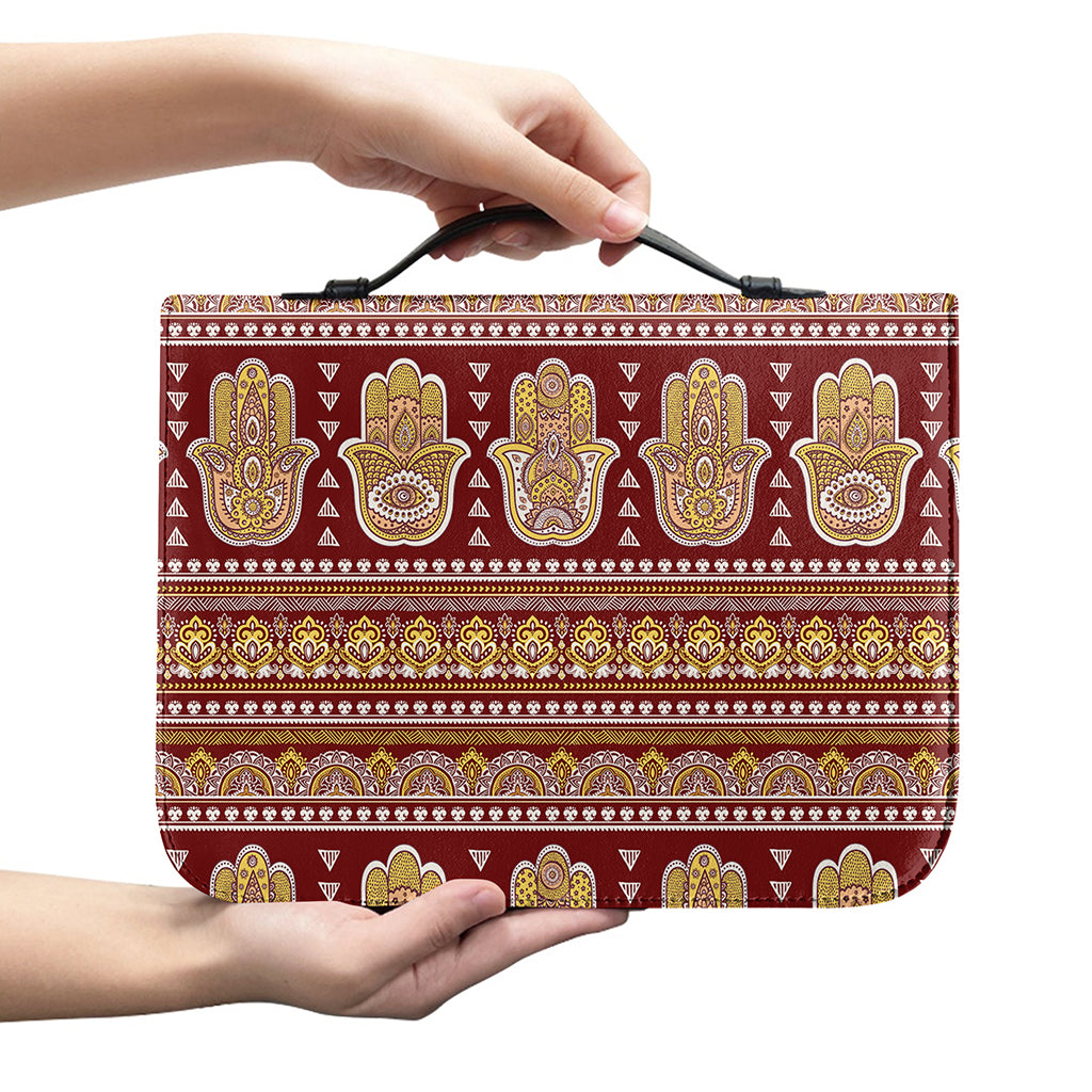 Indian Hamsa Hand Print Leather Bible Cover