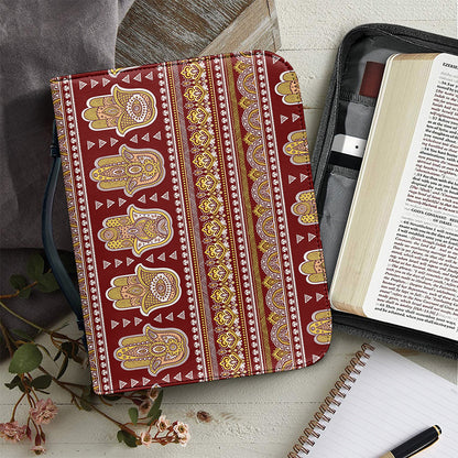 Indian Hamsa Hand Print Leather Bible Cover