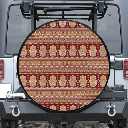 Indian Hamsa Hand Print Leather Spare Tire Cover