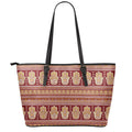Indian Hamsa Hand Print Leather Tote Bag With Zipper